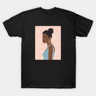 Boho collage with abstract African woman portrait. Mid Century graphic portrait. T-Shirt